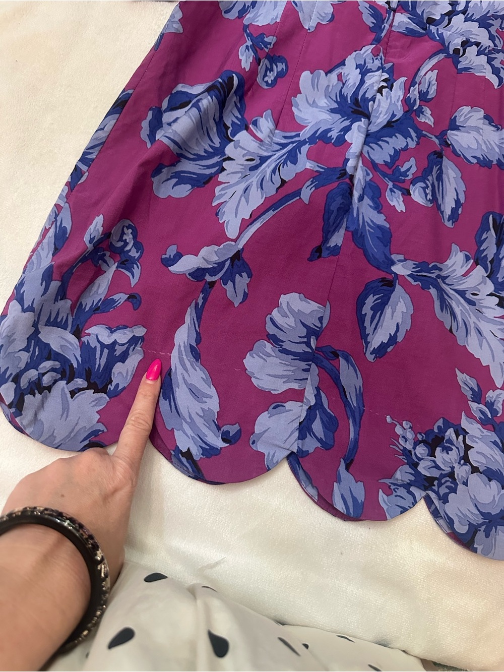 Anthropologie Maeve Purple Blue scalloped Floral Dress 38812 - Picture 5 of 9